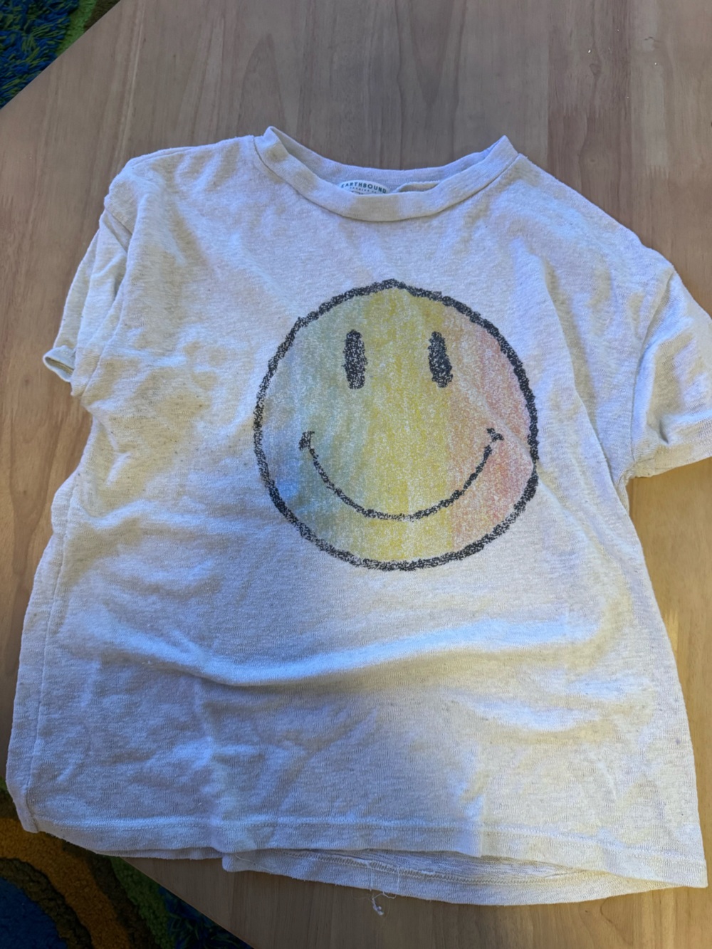 EARTHBOUND White Tee with Pastel Rainbow Smiley